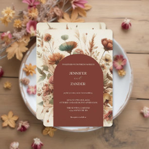 Invitación Vintage Cottagecore Terracotta Floral acuarela
