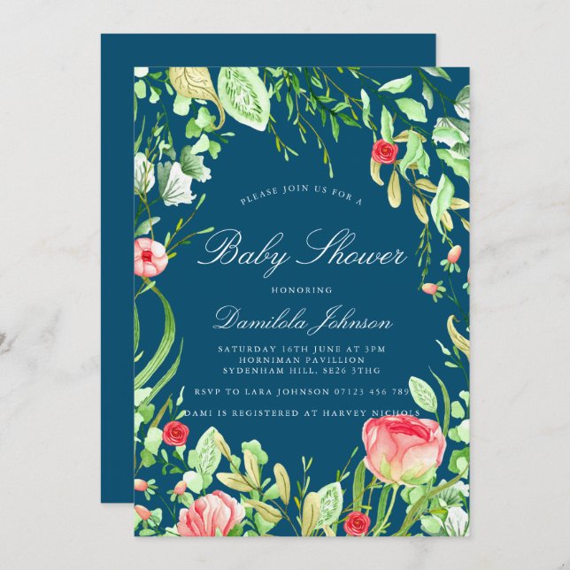 Invitación Vintage Country Garden Baby Shower (Anverso / Reverso)