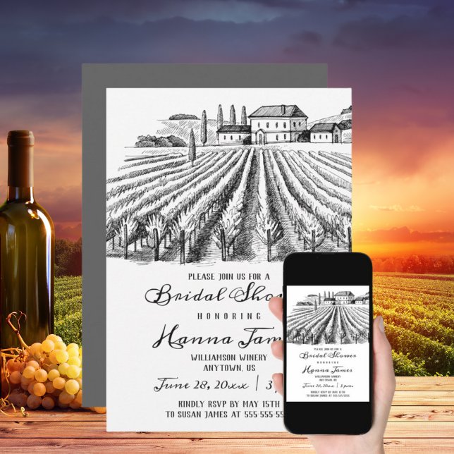 Invitación Vintage Country Vineyard Winery Bridal Shower (Subido por el creador)