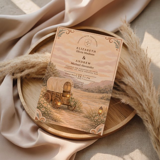 Invitación Vintage Covered Wagon Meadow Wedding (Subido por el creador)