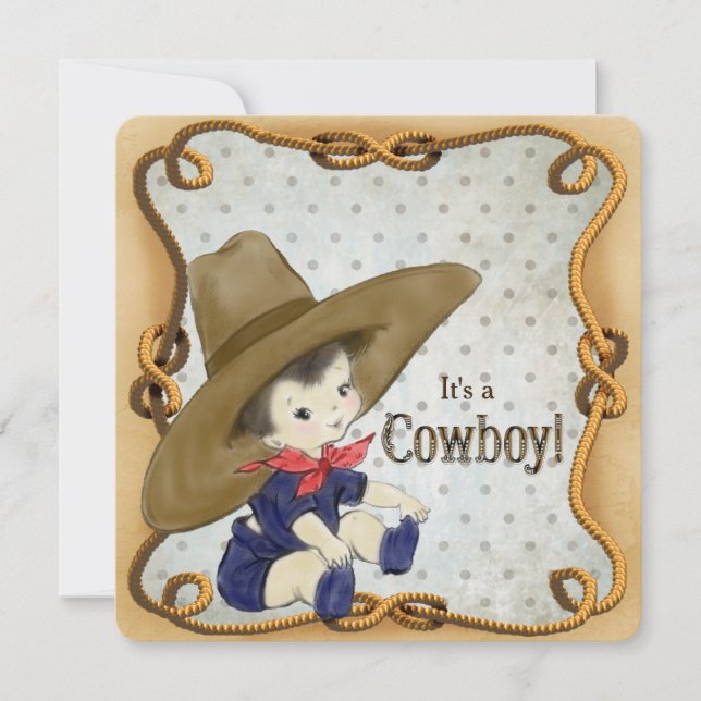 Invitación Vintage Cowboy Baby Shower (Anverso)