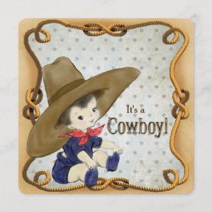 Invitación Vintage Cowboy Baby Shower