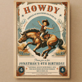 Invitación Vintage Cowboy Country Western Birday