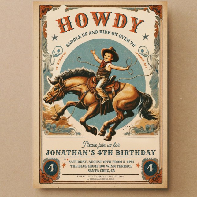 Invitación Vintage Cowboy Country Western Birday (Subido por el creador)