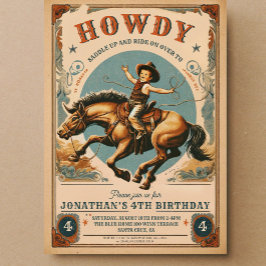 Invitación Vintage Cowboy Western Birday