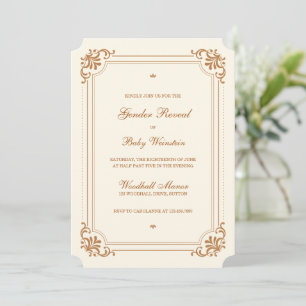 Invitación Vintage Cream Copper Frame Elegante Género Revelac