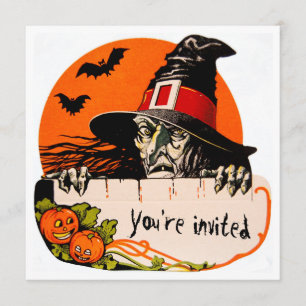 Invitación Vintage Creepage Witch Halloween Party