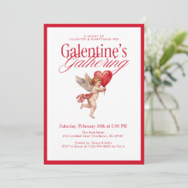 Invitación Vintage Cupid Galentine’s Gathering Party