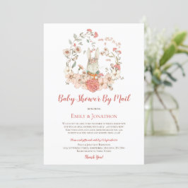 Invitación Vintage Cute Bunny Floral Baby Shower por correo