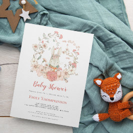 Invitación Vintage Cute Bunny Foliage Baby Shower