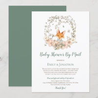 Vintage Cute Fox Floral Baby Shower por correo