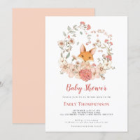 Vintage Cute Fox Foliage Baby Shower