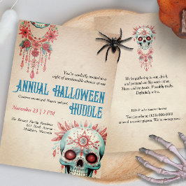 Invitación Vintage Cute Rosa Blue Sugar Skull Funny Halloween