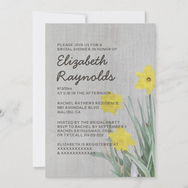 Invitación Vintage Daffodil Bridal Shower Invitations (Anverso)