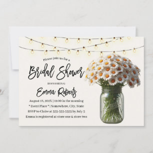 Invitación Vintage Daisy Flowers Mason Jar Bridal Shower