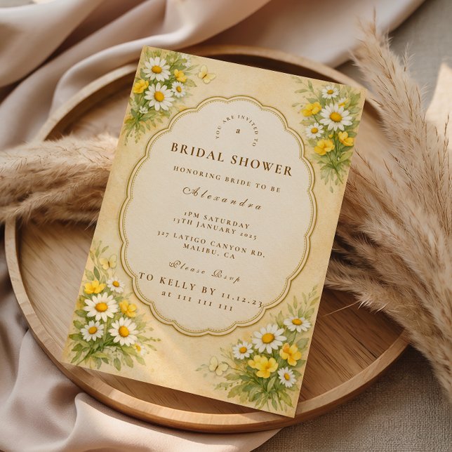 Invitación Vintage Daisy Wildflower Bridal Shower (Subido por el creador)