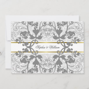 Invitación Vintage Damask Swirls Lace Elegant Wedding Invite