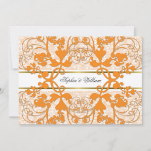 Invitación Vintage Damask Swirls Lace Elegant Wedding Invite
