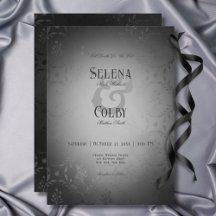 Vintage Dark Gothic Black Damask Wedding