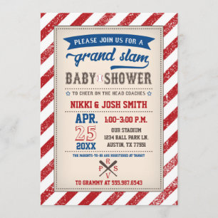 Invitación Vintage de Baby Shower del béisbol del Coed de los