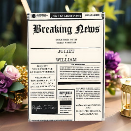 Invitación Vintage de correo nuevo paga a Boda de periódico a