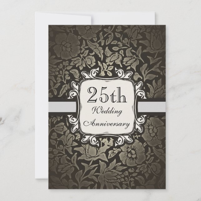 invitación vintage de damasco para aniversario de  (Anverso)