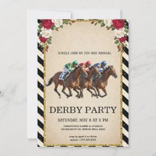 Invitación Vintage de Fiesta de Derby de Carreras