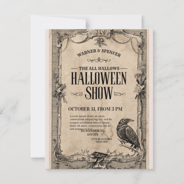 Invitación Vintage de Halloween (Anverso)