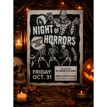 Invitación vintage de Halloween negra y trendy