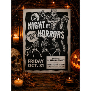 Invitación vintage de Halloween negra y trendy