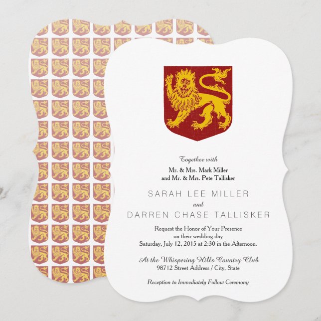 Invitación Vintage de León Rampante Heráldico (Anverso / Reverso)