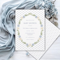 Invitación Vintage de Marco Floral Azul con Lunare