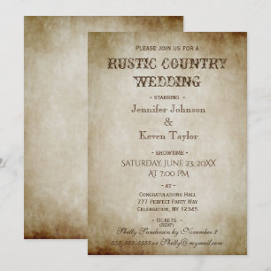 Invitación Vintage de matrimonio rústico