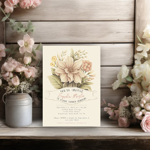 Invitación Vintage de mercado de flores Baby Shower ilustrado