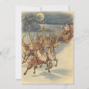 Invitación vintage de Navidad con Santa Claus vict