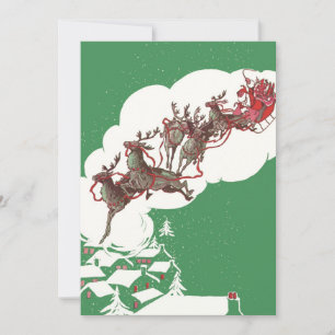 Invitación vintage de Nochebuena con Santa Claus r