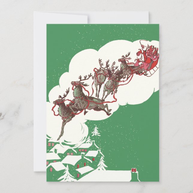 Invitación vintage de Nochebuena con Santa Claus r (Anverso)