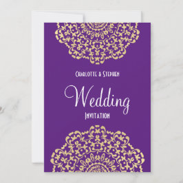 Invitación Vintage de oro morado inspirado en la elegancia de