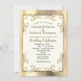 Invitación Vintage de oro, plata y latón