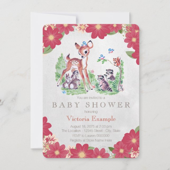 Invitación Vintage Deer Baby Shower (Anverso)