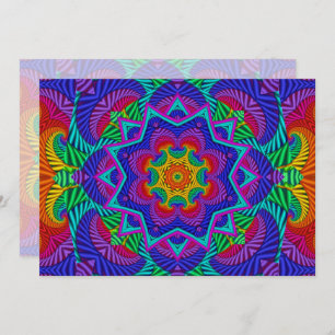 Invitación Vintage del arcoiris Kaleidoscopio psicodélico