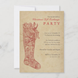 Invitación Vintage del fiesta del intercambio del regalo del