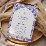 Invitación Vintage Delft Patchwork Wedding<br><div class="desc">A timeless blue and white design inspired by classic Delft porcelain and French toile patterns. The patchwork tile border combines delicate florals, stripes, and ornamental motifs that evoke vintage European ceramics. A soft arched panel in the center keeps the layout refined and elegant while allowing the details of the porcelain-inspired...</div>