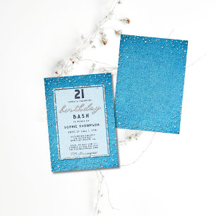 Invitación Vintage Denim Diamonds Elegante Fiesta de cumpleañ