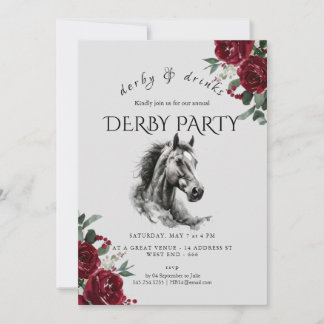 Invitación Vintage Derby and Drinks Party Invitation Horse Sk