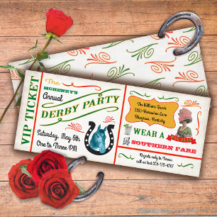 Invitación Vintage Derby Horse Carreras Fiesta Ticket