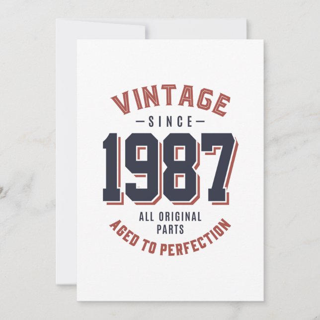 Invitación Vintage desde regalo de cumpleaños de 1987 (Anverso)