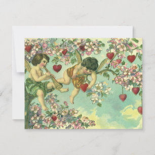 Invitación Vintage Día de San Valentín Victoriano Cupids Hear