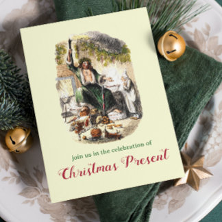 Invitación Vintage Dickens Ghost A Navidades Carol Fiesta