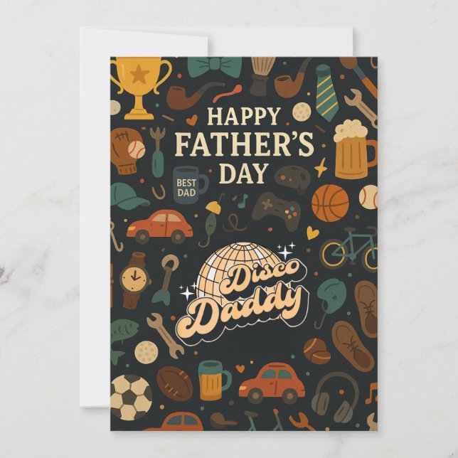 Invitación Vintage Disco Daddy Fathers Day Music Giards (Anverso)